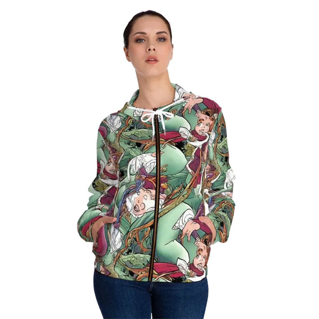 Midsummer Mischief on Women's Full-Zip Hoodie — Front On Person