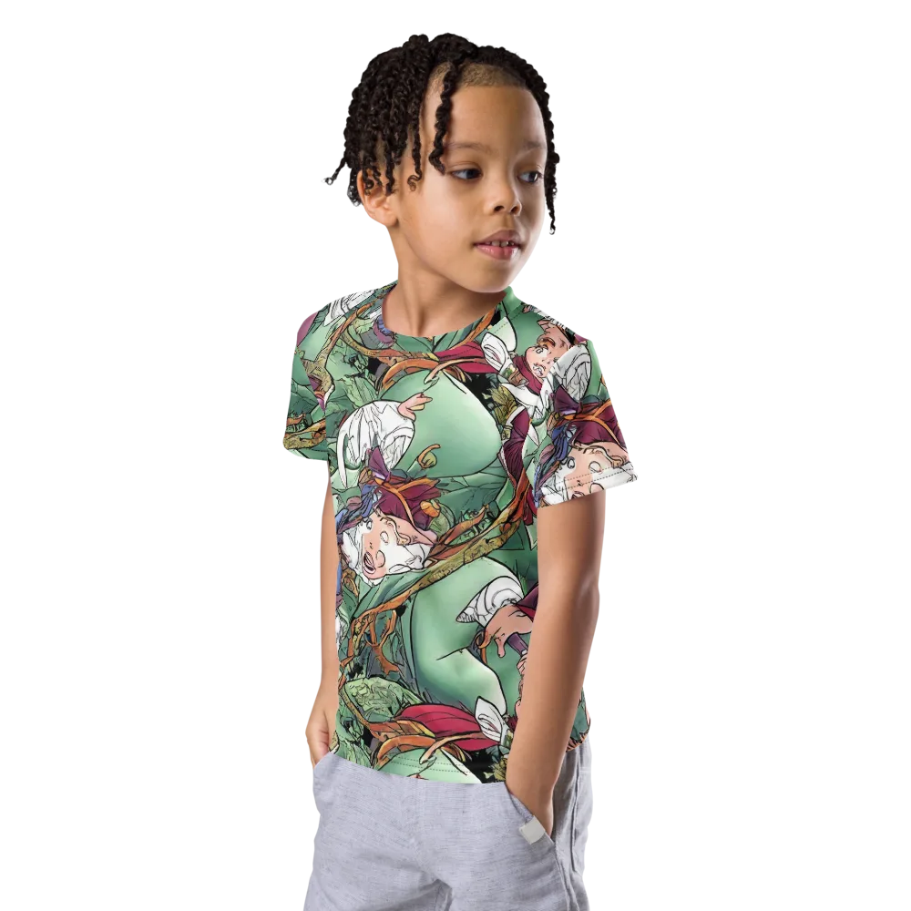 Midsummer Mischief on Kids Crew Neck T-Shirt — Left Front