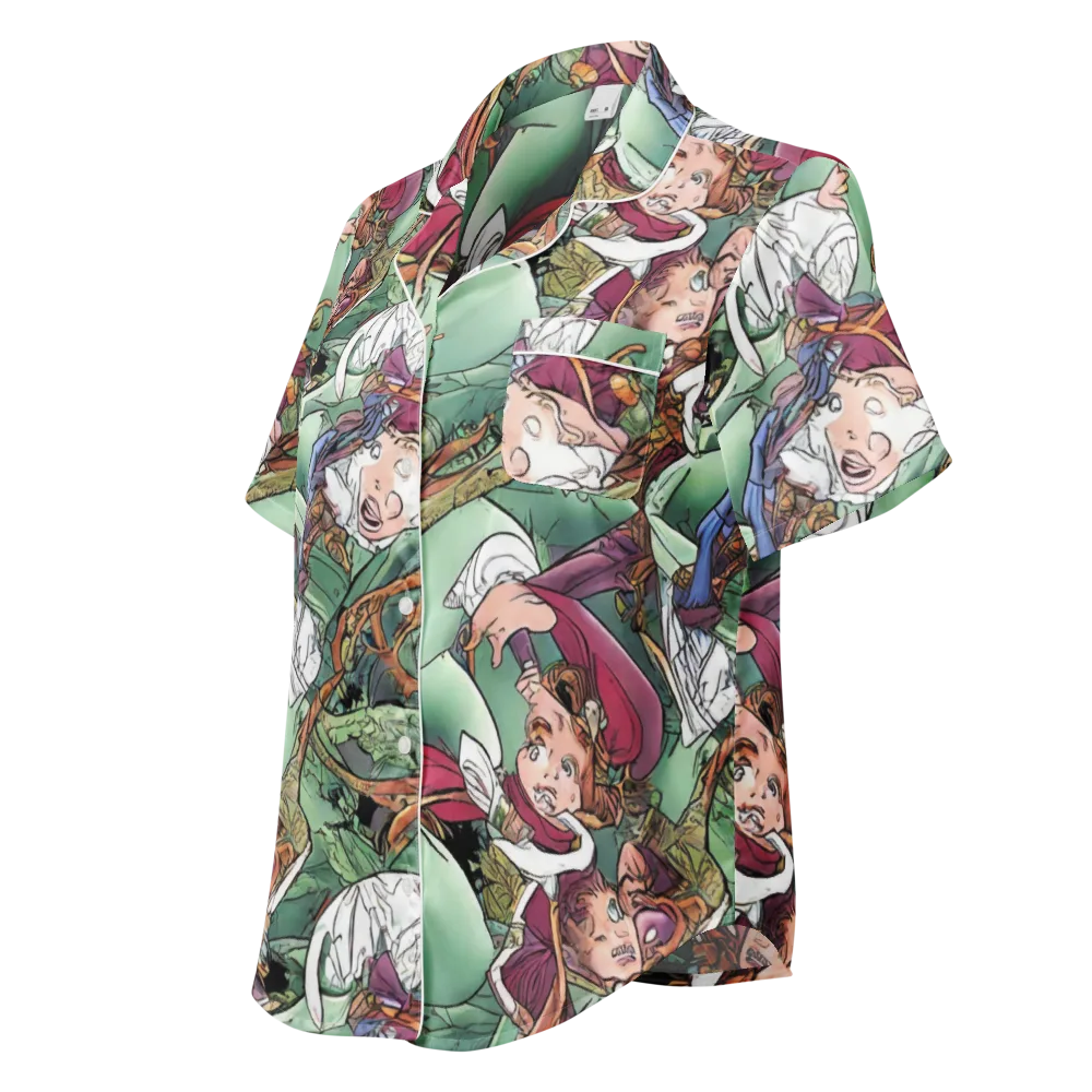 Midsummer Mischief on Women's Short Sleeve Pajama Top — Left Front