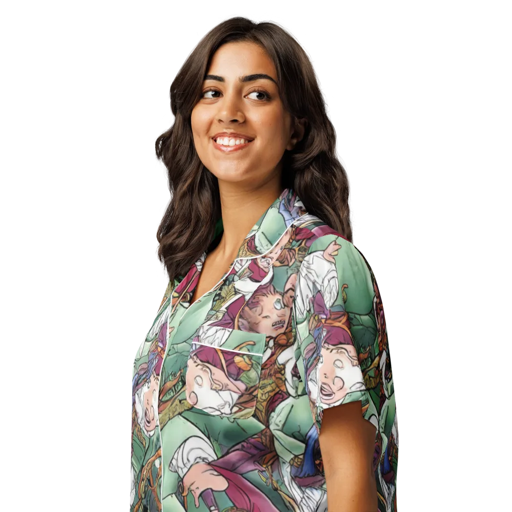 Midsummer Mischief on Women's Short Sleeve Pajama Top — Left Front