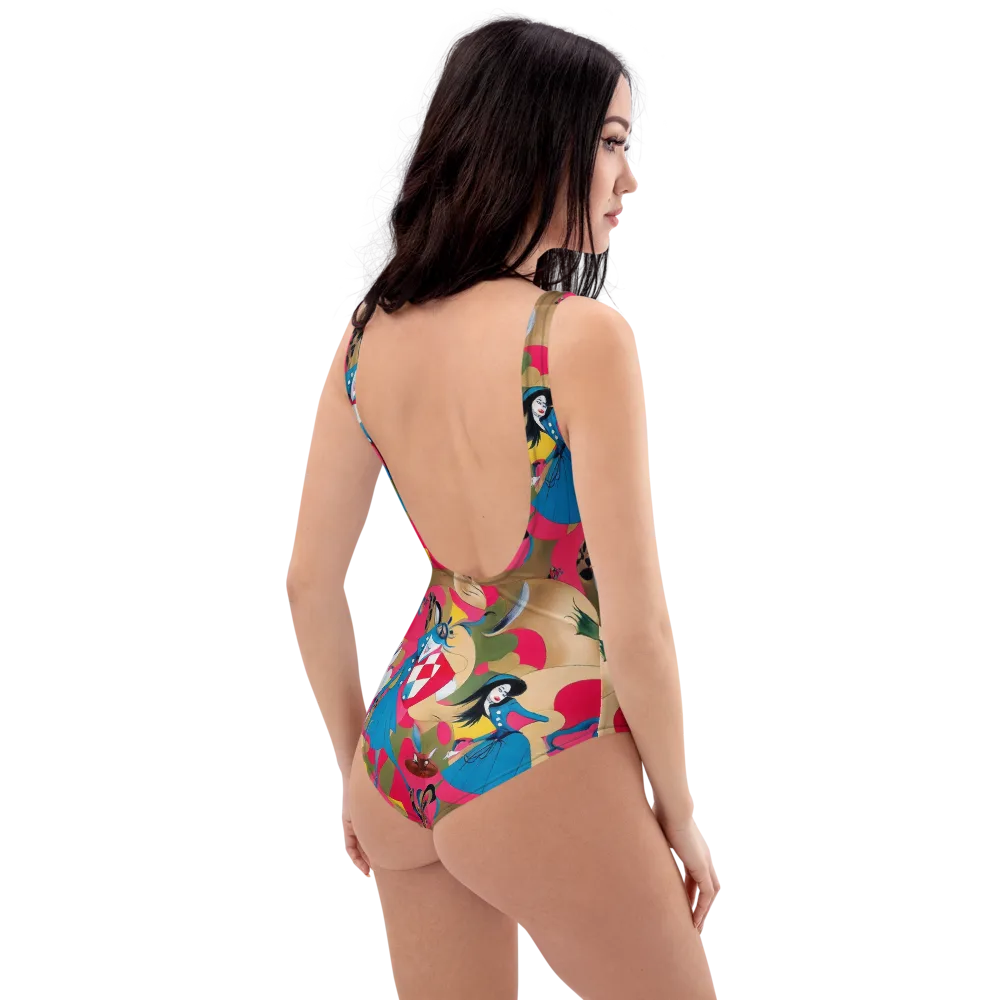 Carousel Couture on One-Piece Swimsuit — Right Back