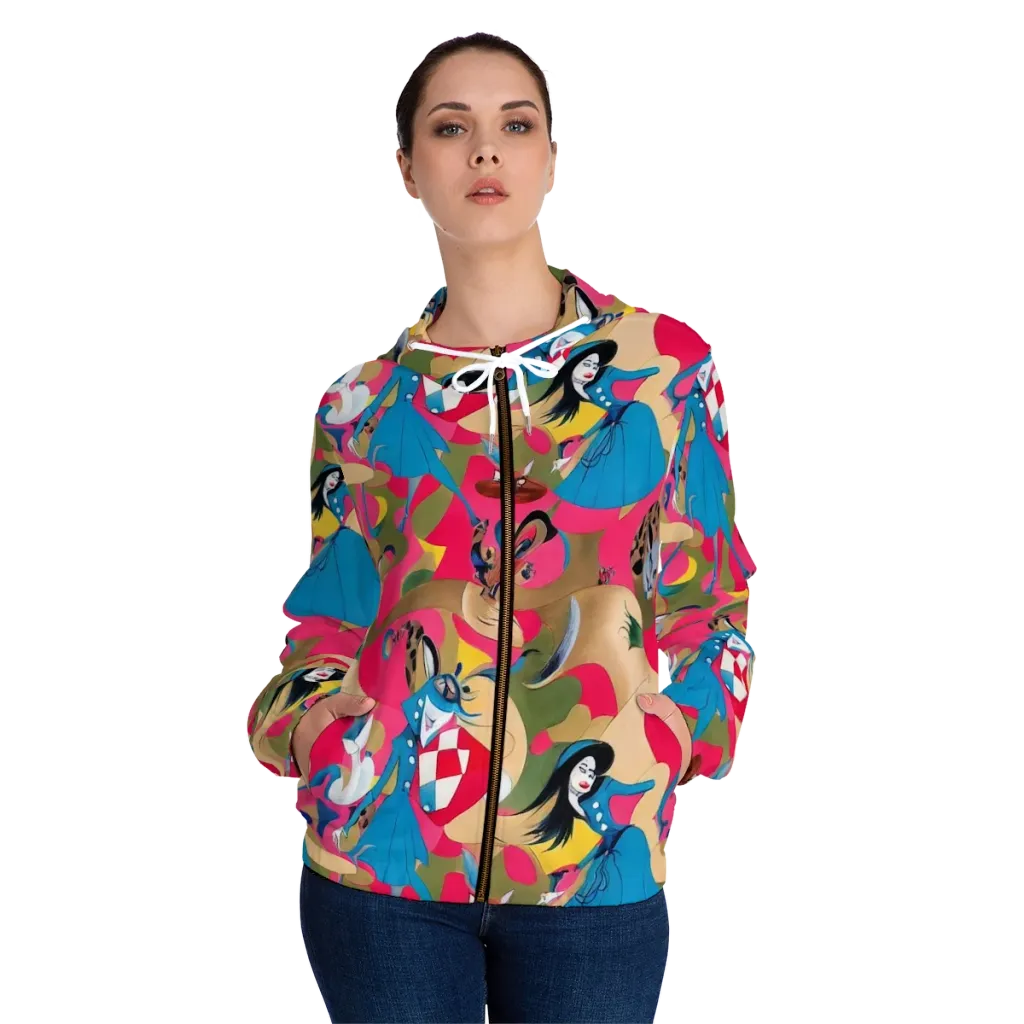 Carousel Couture on Women's Full-Zip Hoodie — Front On Person