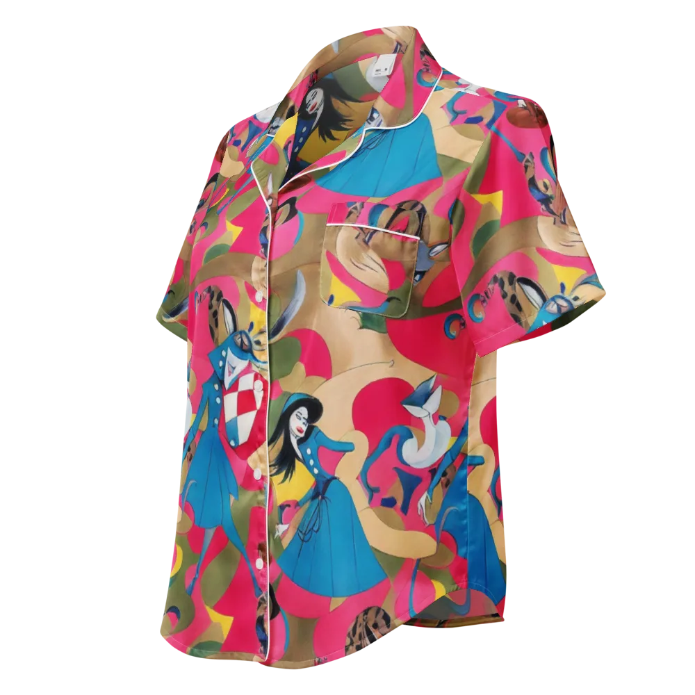 Carousel Couture on Women's Short Sleeve Pajama Top — Left Front