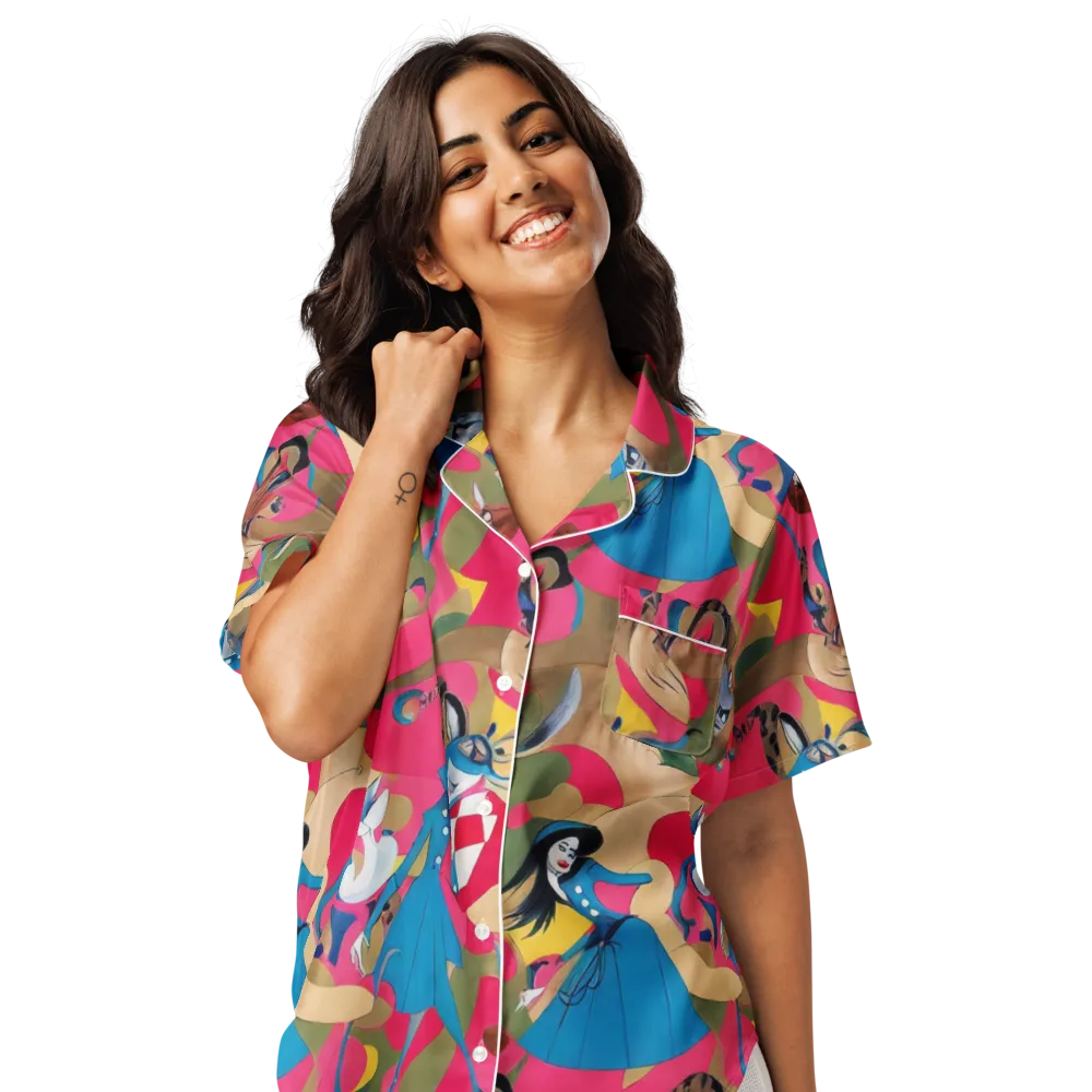 Carousel Couture on Women's Short Sleeve Pajama Top — Front