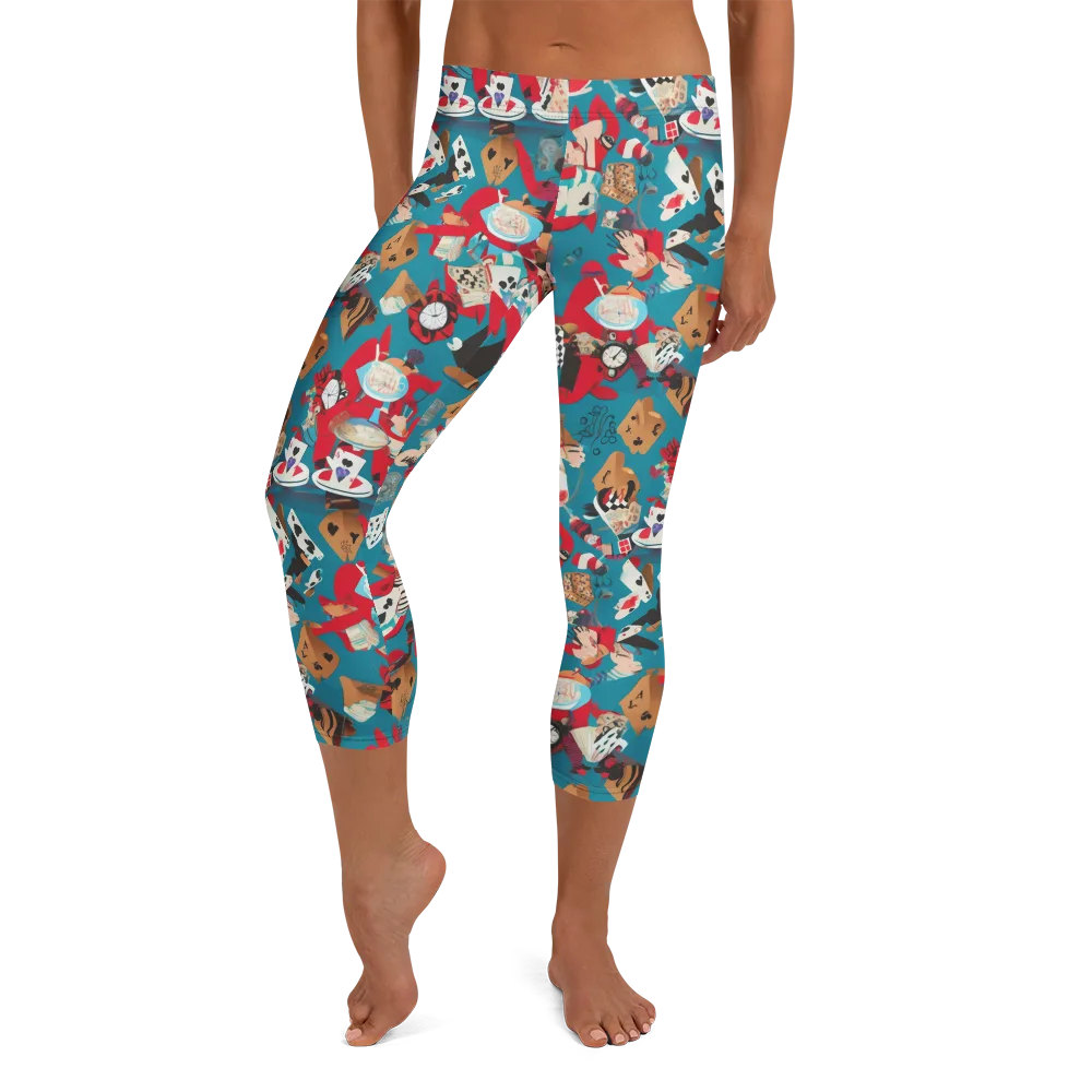 Curiouser Carnival on Capri Leggings — Front