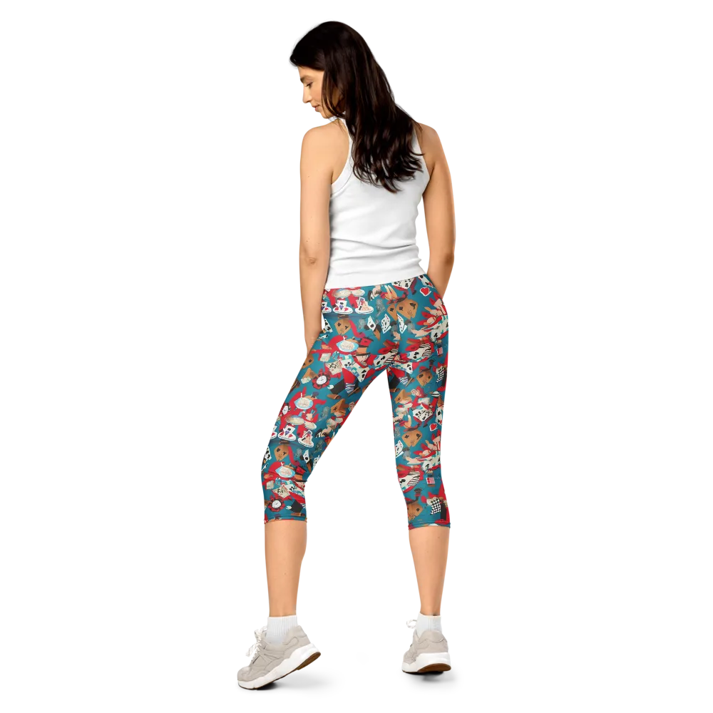 Curiouser Carnival on Capri Leggings — Back