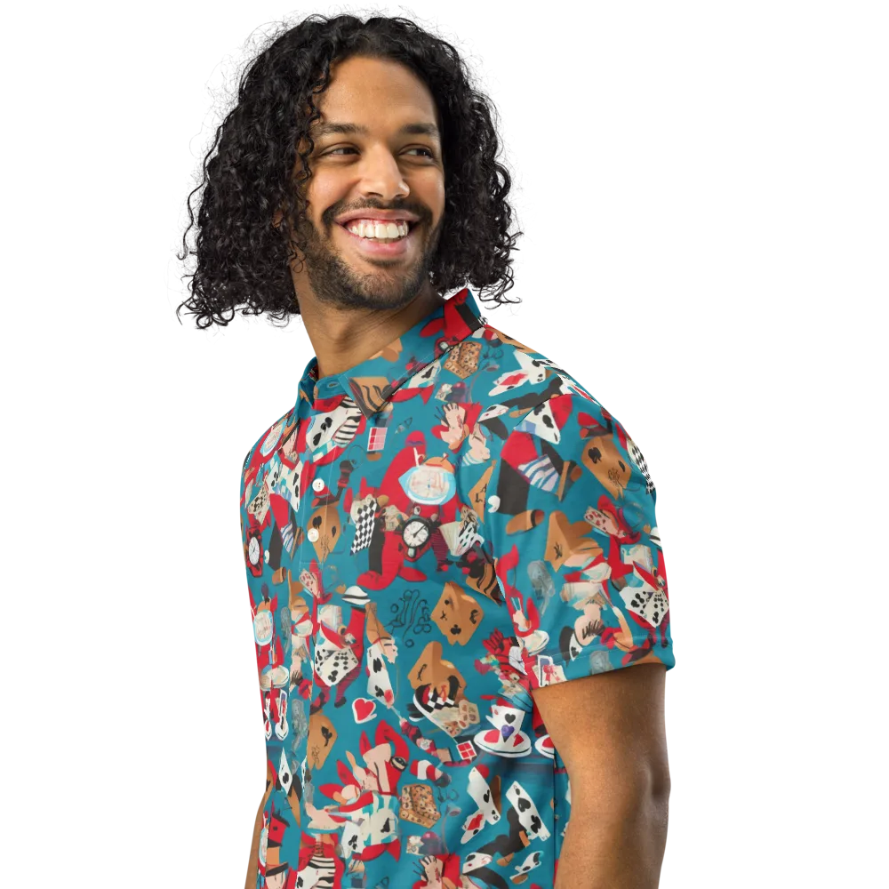 Curiouser Carnival on Men's Slim Fit Polo Shirt — Left Front