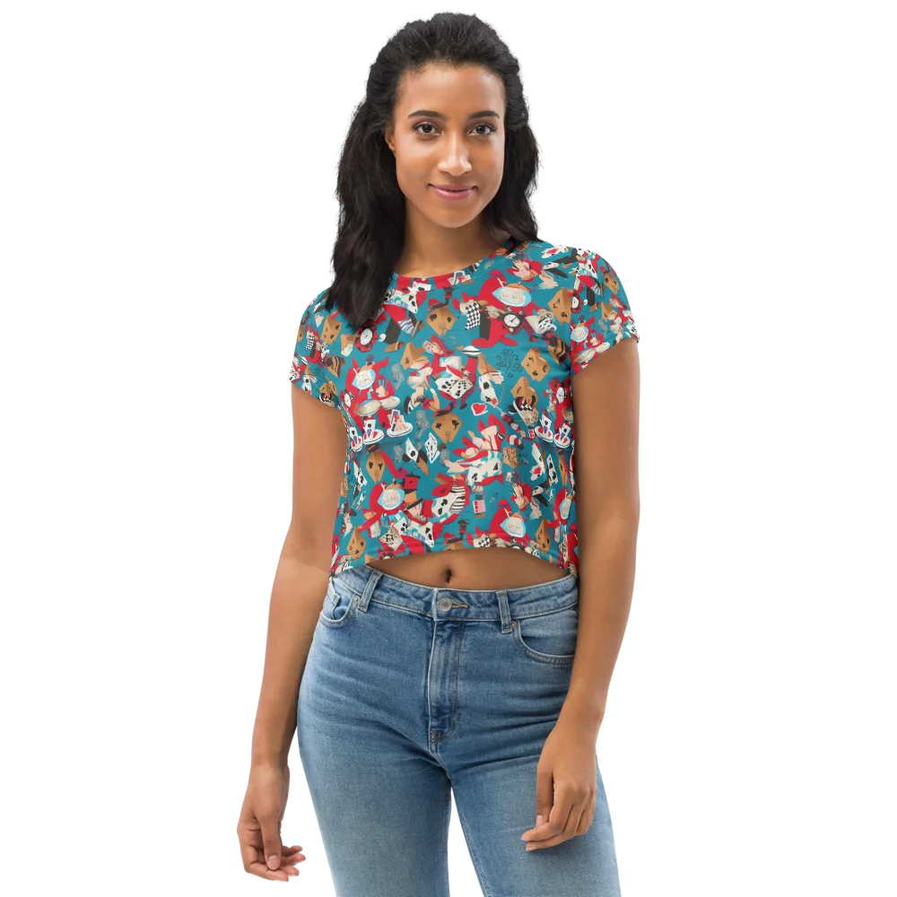 Curiouser Carnival on Crop Tee — Front