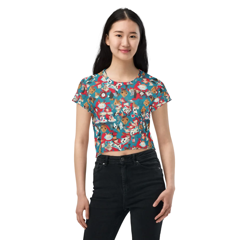 Curiouser Carnival on Crop Tee — Front