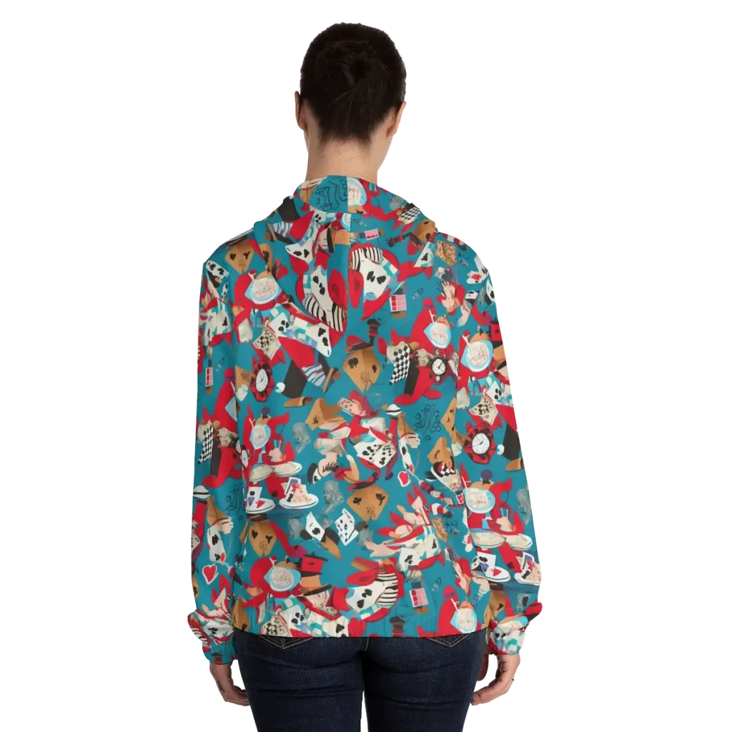 Curiouser Carnival on Women's Full-Zip Hoodie — Back On Person