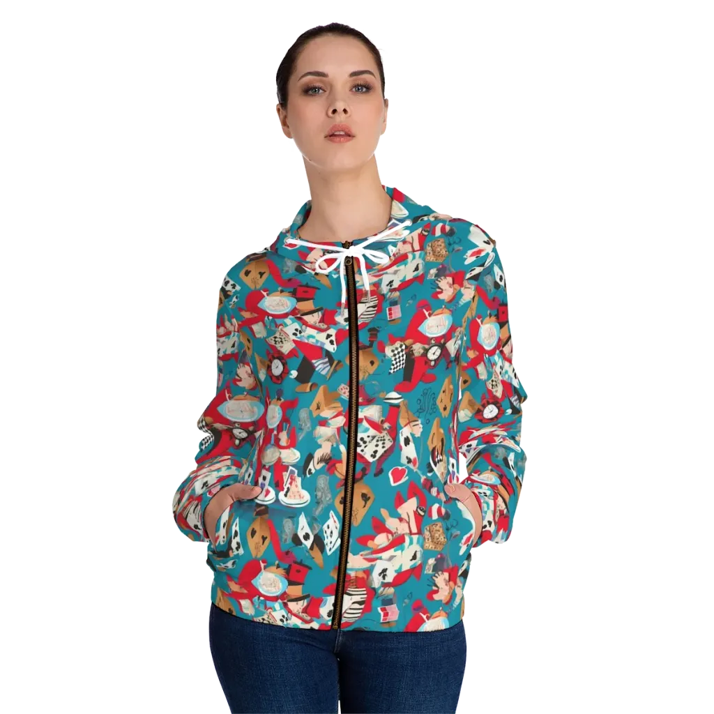 Curiouser Carnival on Women's Full-Zip Hoodie — Front On Person