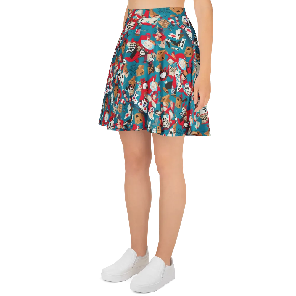 Curiouser Carnival on Skater Skirt — Left