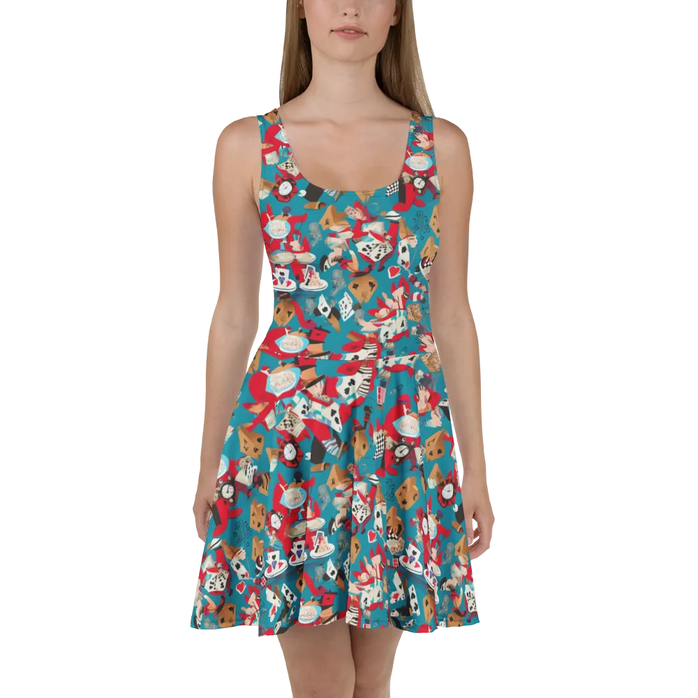 Curiouser Carnival on Skater Dress — Front