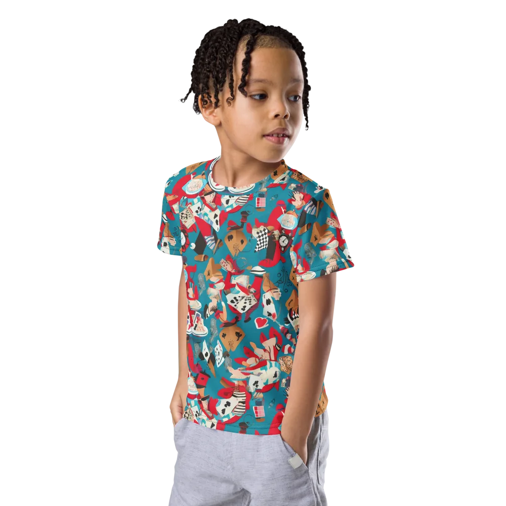 Curiouser Carnival on Kids Crew Neck T-Shirt — Left Front