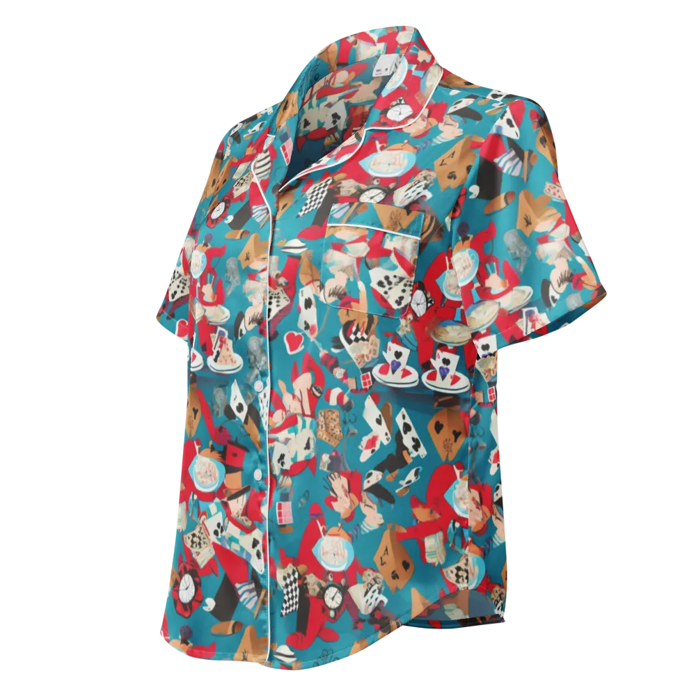 Curiouser Carnival on Women's Short Sleeve Pajama Top — Left Front