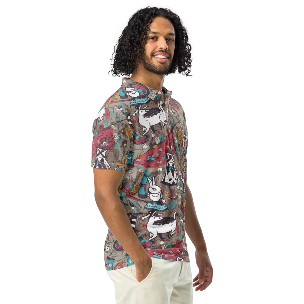 Velvet Rabbit Riddle on Men's Slim Fit Polo Shirt — Right Front