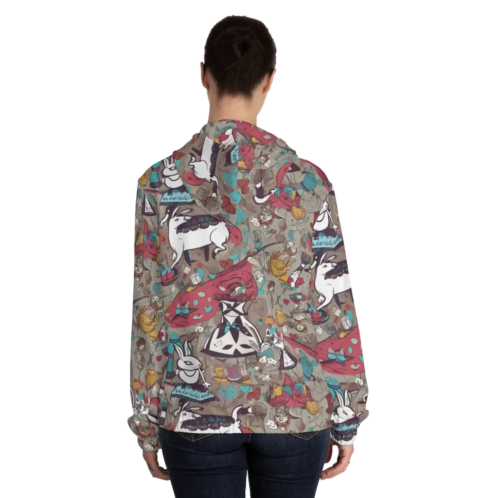Velvet Rabbit Riddle on Women's Full-Zip Hoodie — Back On Person