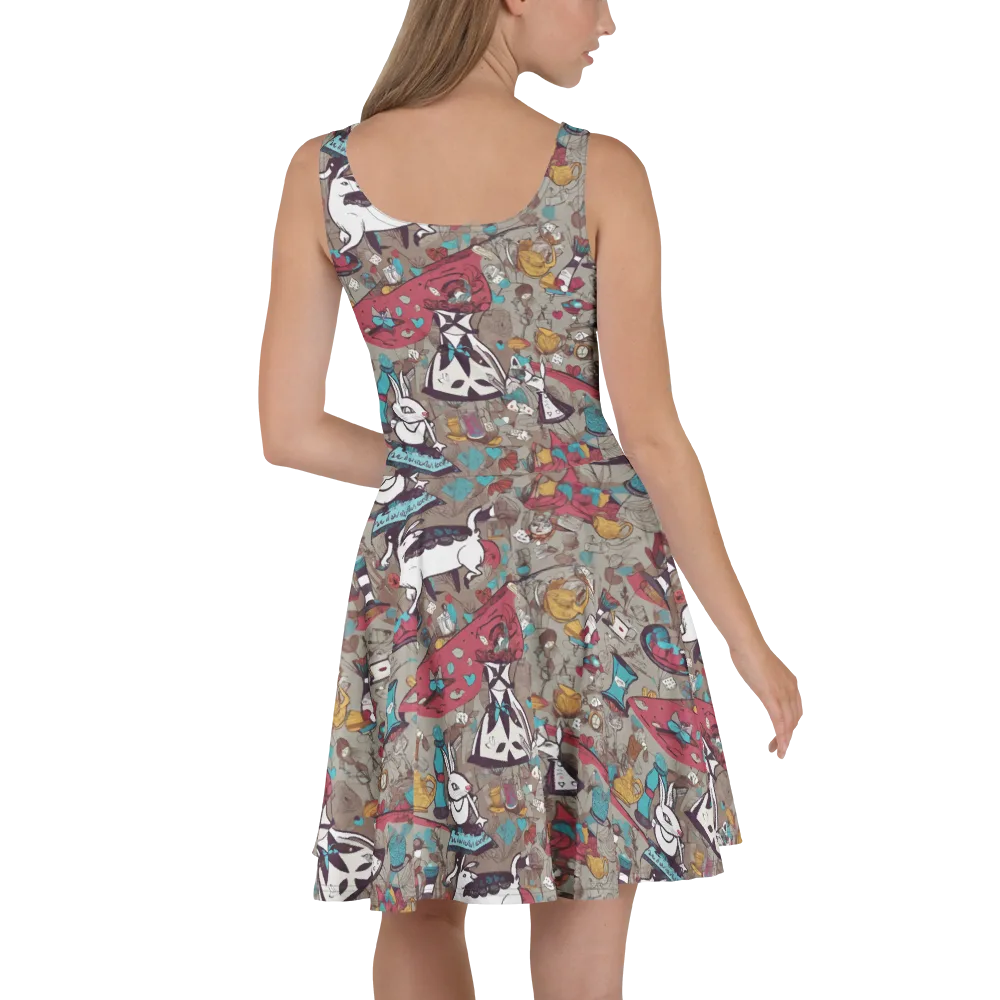 Velvet Rabbit Riddle on Skater Dress — Back