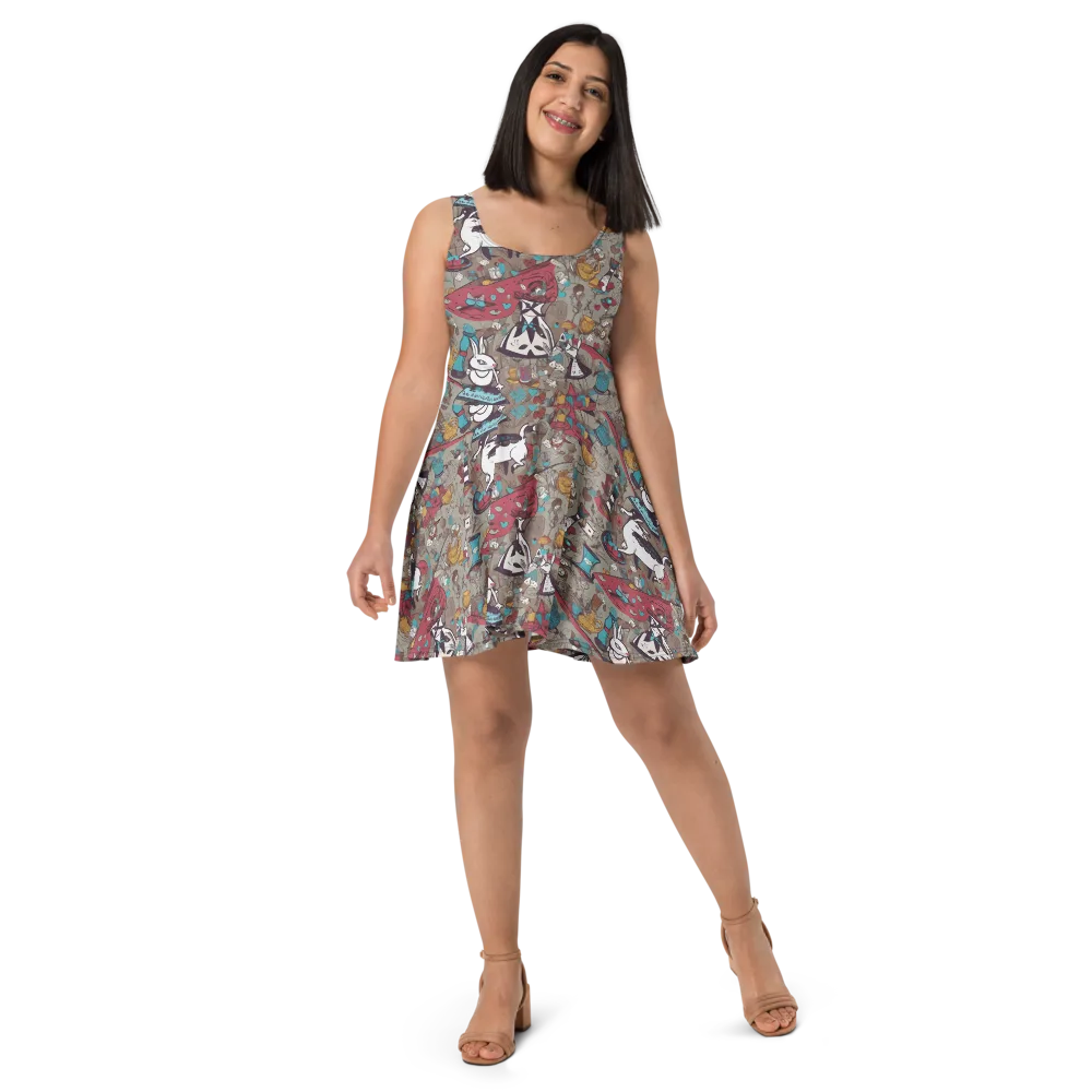Velvet Rabbit Riddle on Skater Dress — Front