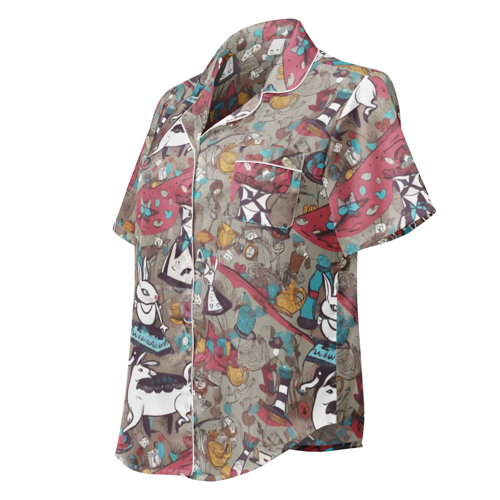 Velvet Rabbit Riddle on Women's Short Sleeve Pajama Top — Left Front
