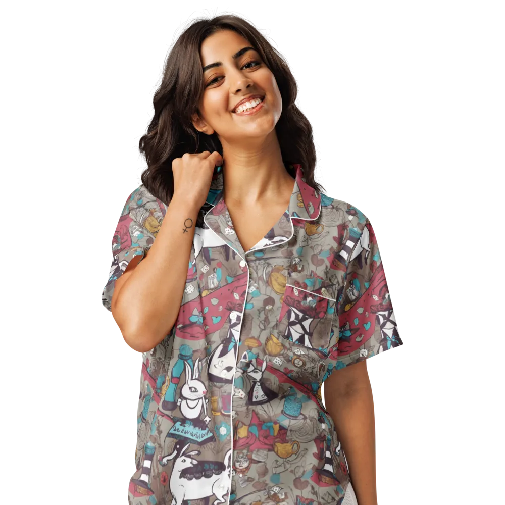Velvet Rabbit Riddle on Women's Short Sleeve Pajama Top — Front