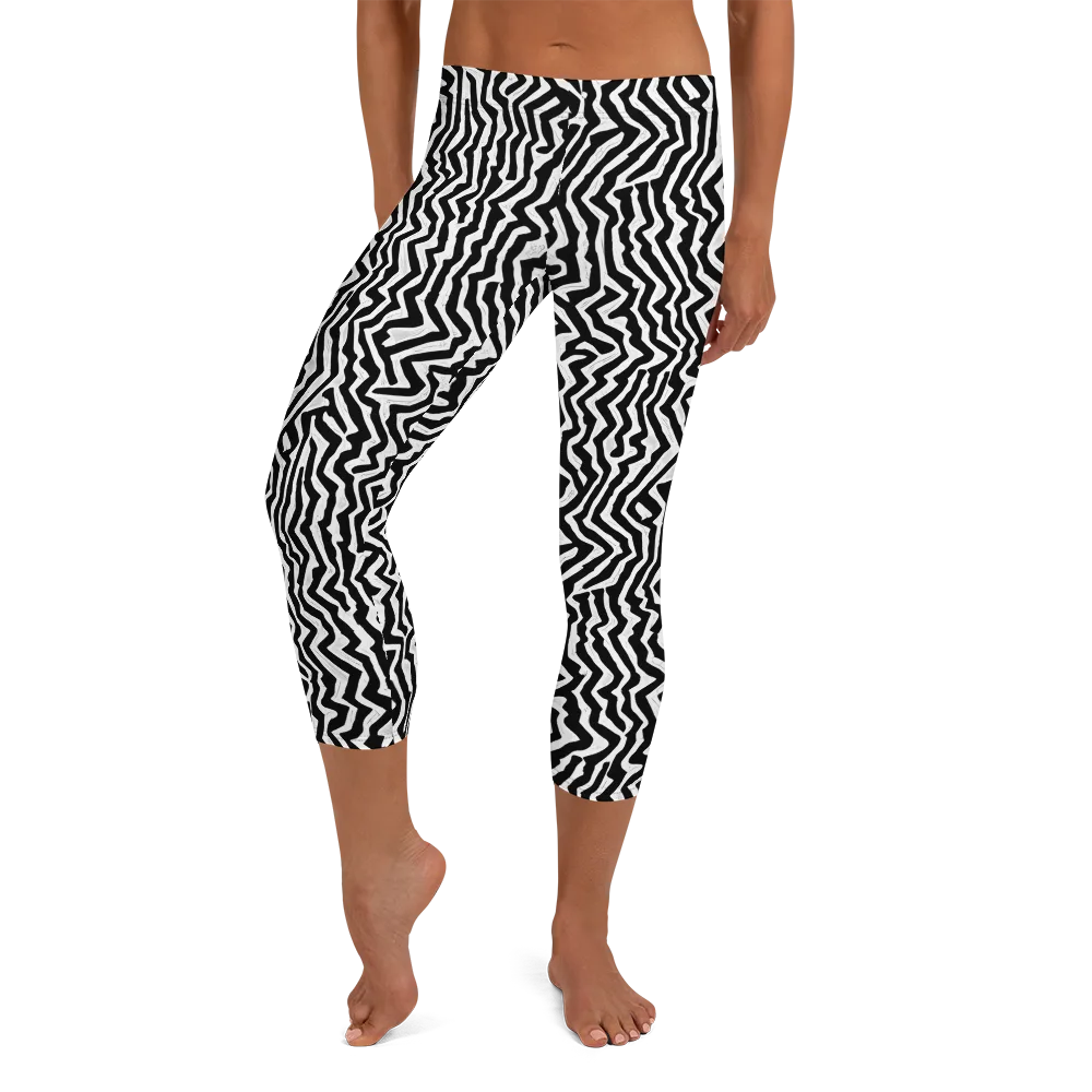 Static Swirl on Capri Leggings — Front