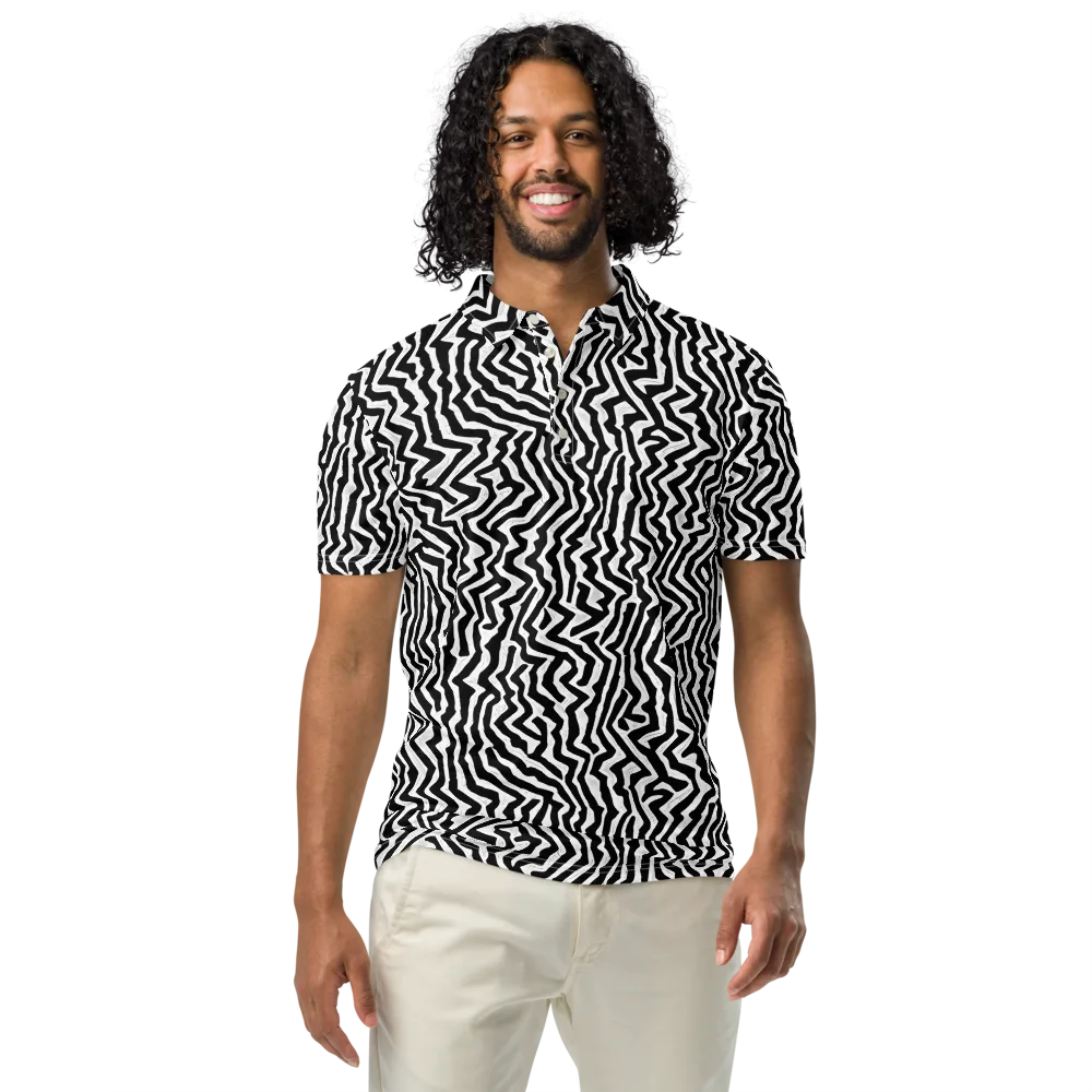 Static Swirl on Men's Slim Fit Polo Shirt — Front