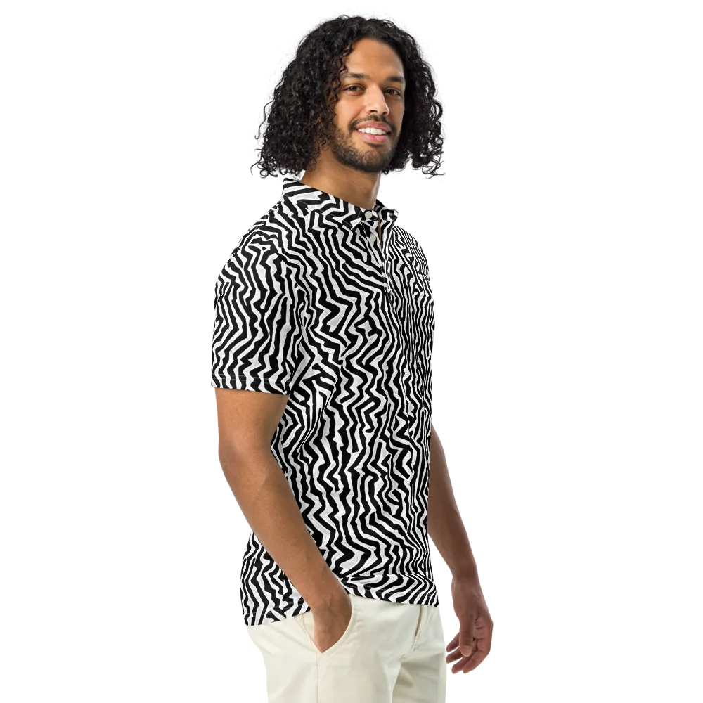 Static Swirl on Men's Slim Fit Polo Shirt — Right Front