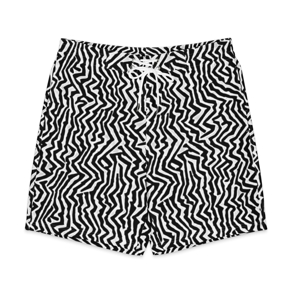 Static Swirl on Men's Board Shorts — Front