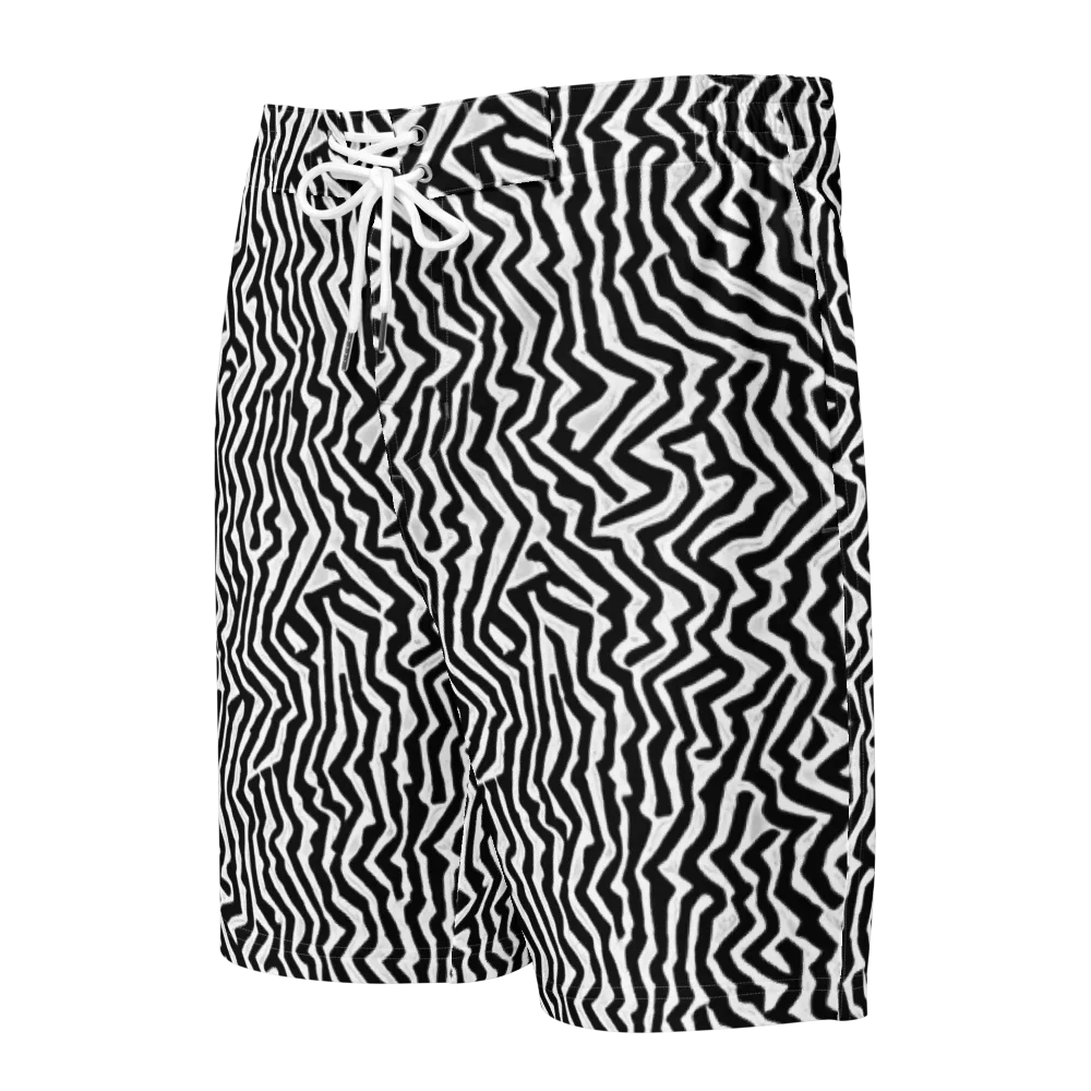 Static Swirl on Men's Board Shorts — Front