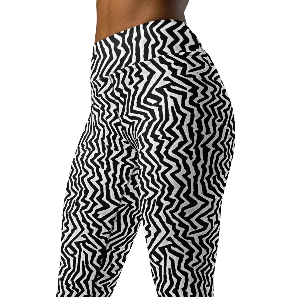 Static Swirl on Yoga Leggings — Left Front
