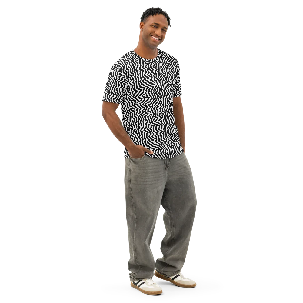 Static Swirl on Men's Cotton Crew Neck T-Shirt — Right Front