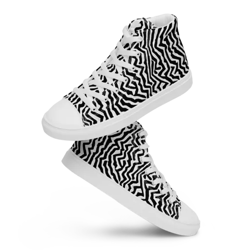 Static Swirl on a Men's High Top Canvas Shoes