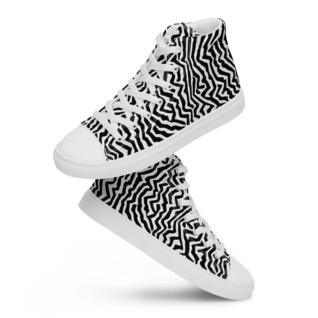 Static Swirl on Women's High Top Canvas Shoes — Front