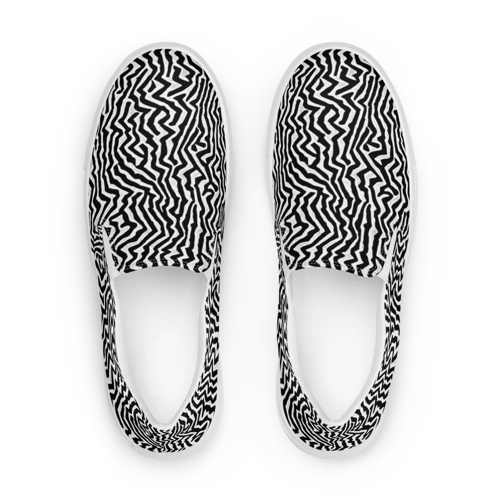 Static Swirl on Men's Slip-On Canvas Shoes — Front