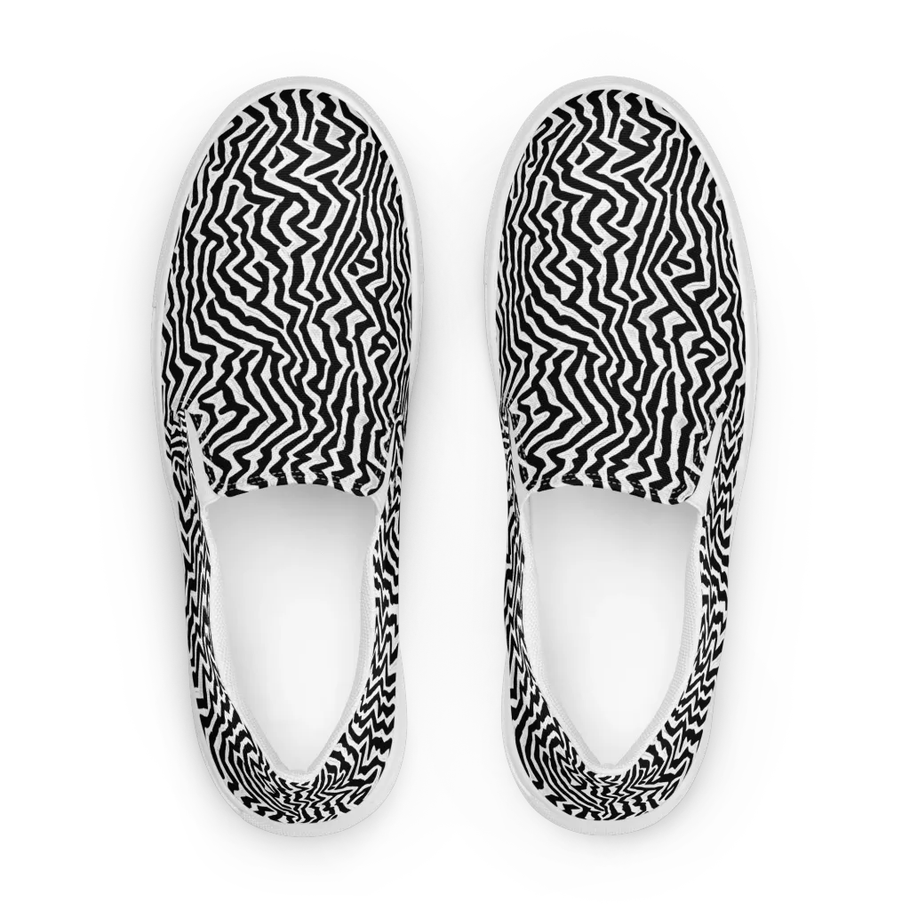 Static Swirl on Women's Slip-On Canvas Shoes — Front