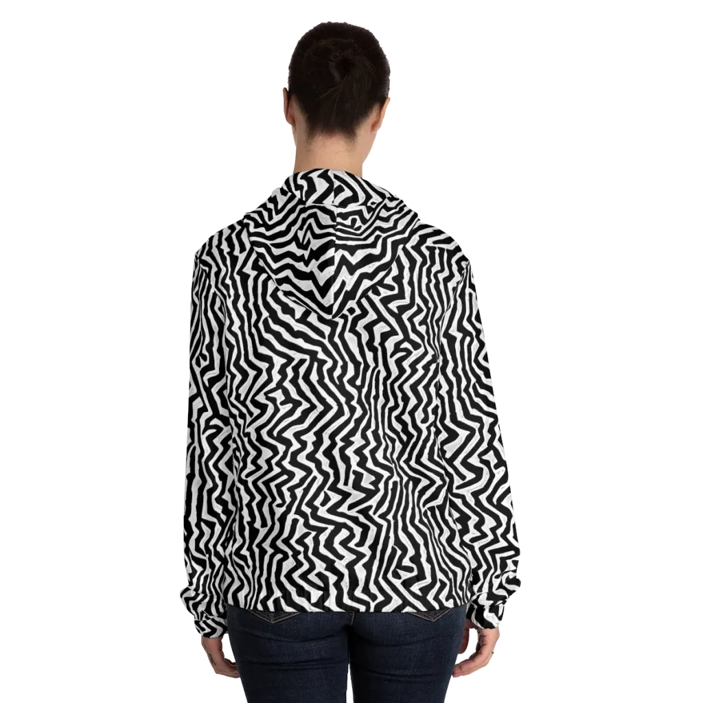 Static Swirl on Women's Full-Zip Hoodie — Back On Person