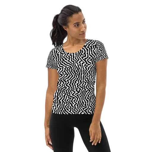 Static Swirl on a Women's Athletic T-Shirt