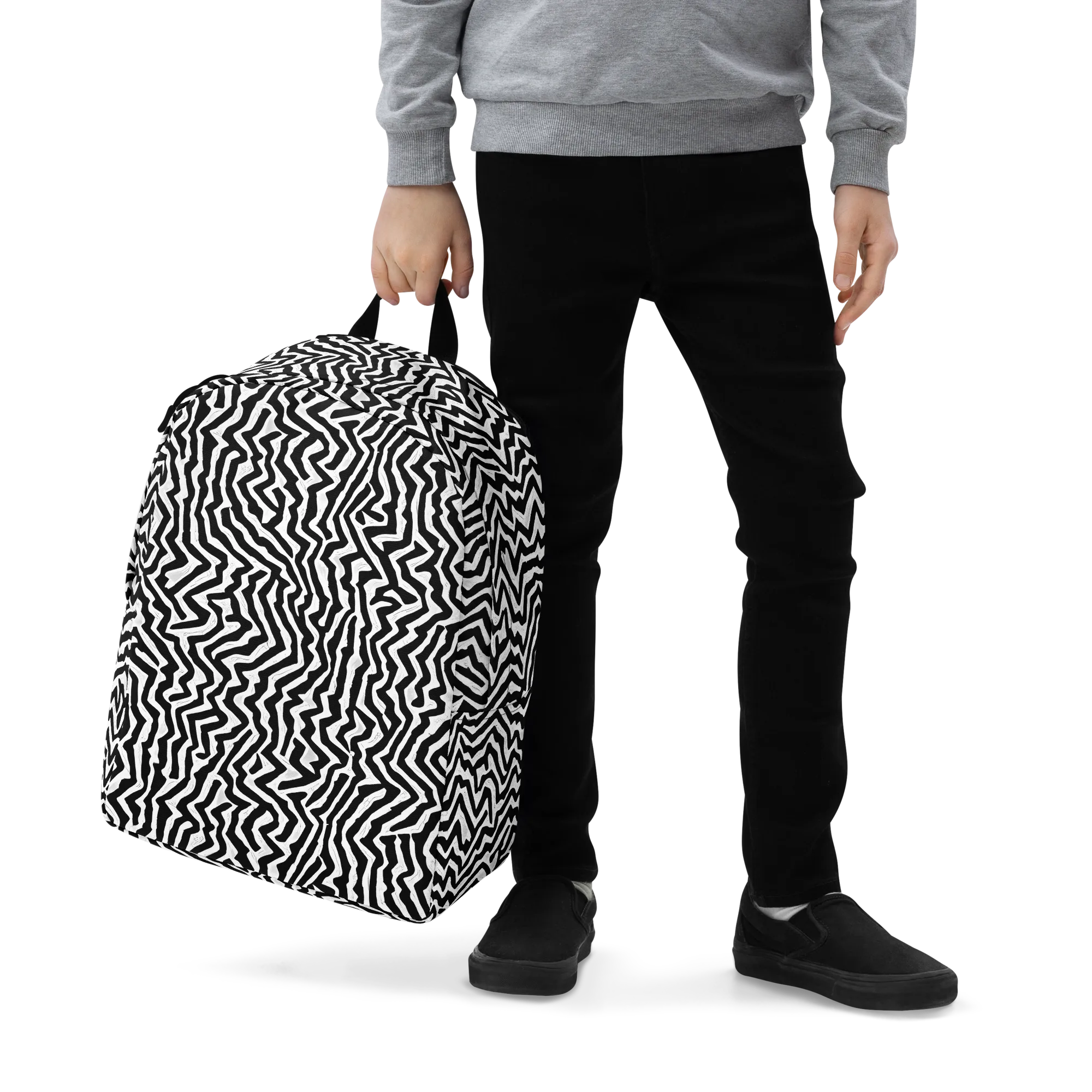 Static Swirl on Minimalist Backpack — Zoomed-in