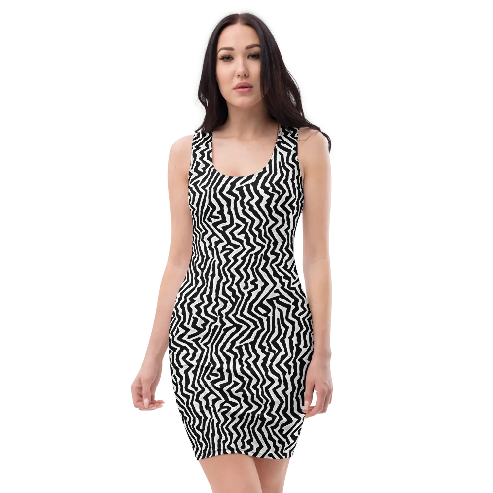 Static Swirl on Bodycon Dress — Front