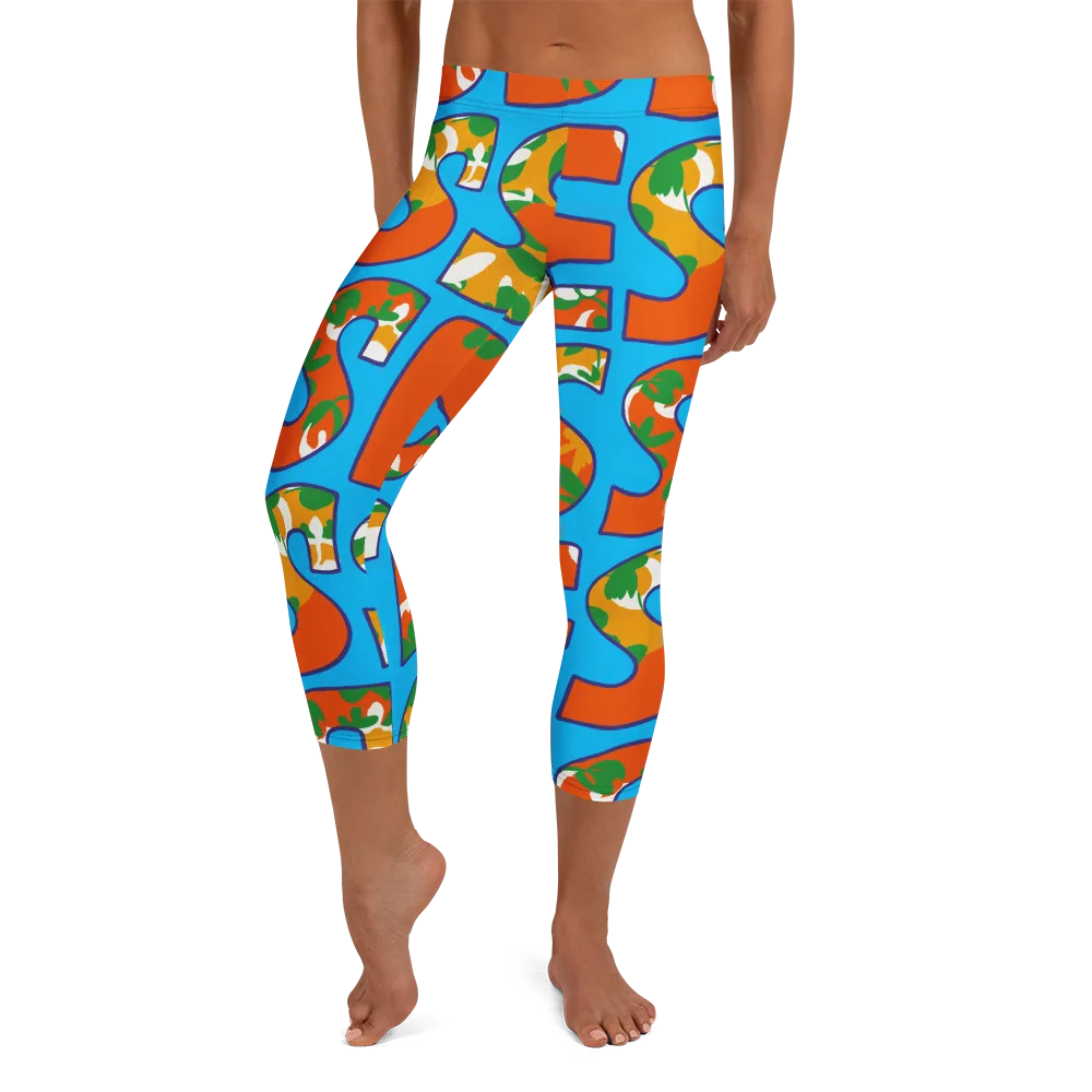 Electric Alphabet on Capri Leggings — Front