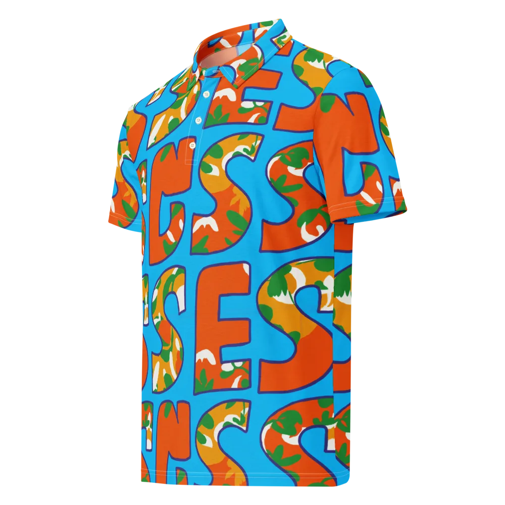 Electric Alphabet on Men's Slim Fit Polo Shirt — Left Front