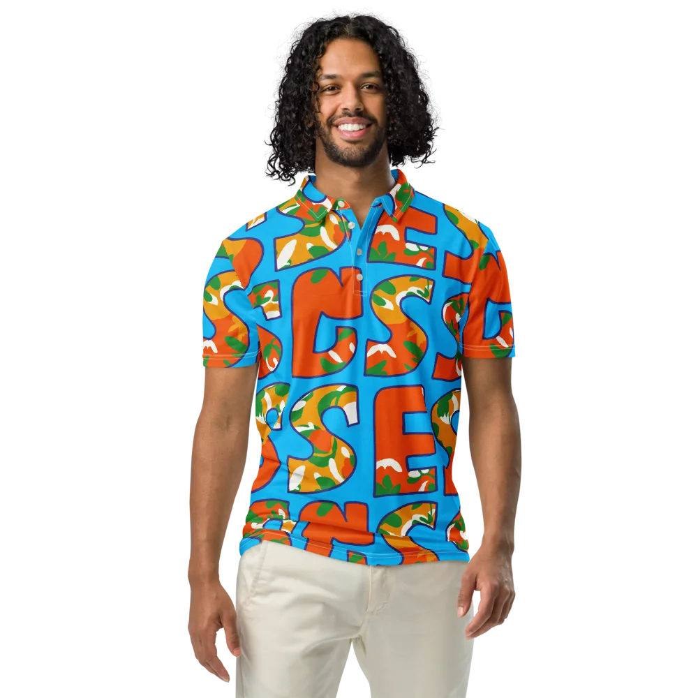 Electric Alphabet on Men's Slim Fit Polo Shirt — Front