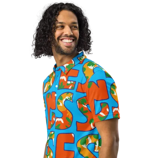 Electric Alphabet on a Men's Slim Fit Polo Shirt