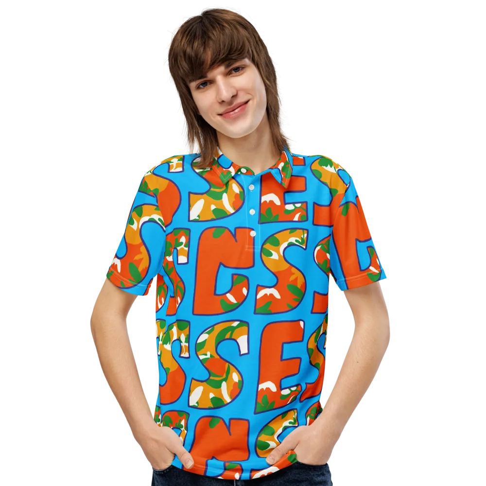 Electric Alphabet on Men's Slim Fit Polo Shirt — Front