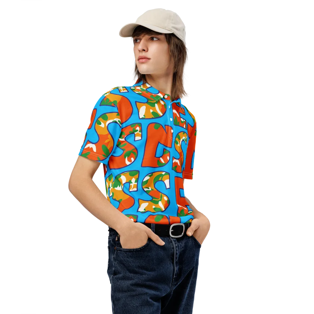 Electric Alphabet on Men's Slim Fit Polo Shirt — Right Front