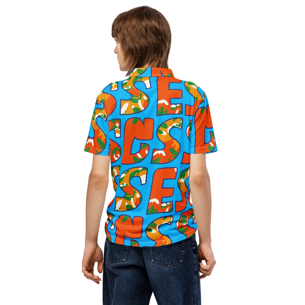 Electric Alphabet on Men's Slim Fit Polo Shirt — Back