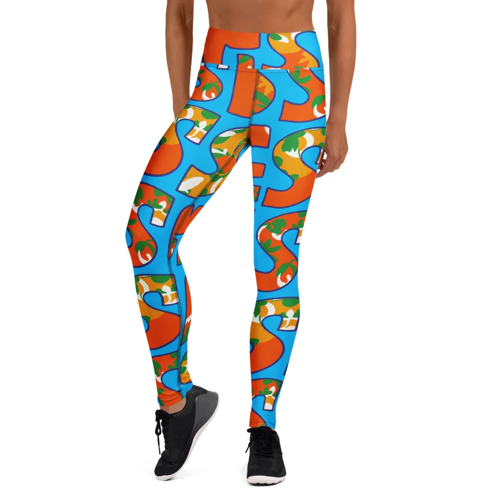 Electric Alphabet on Yoga Leggings — Front