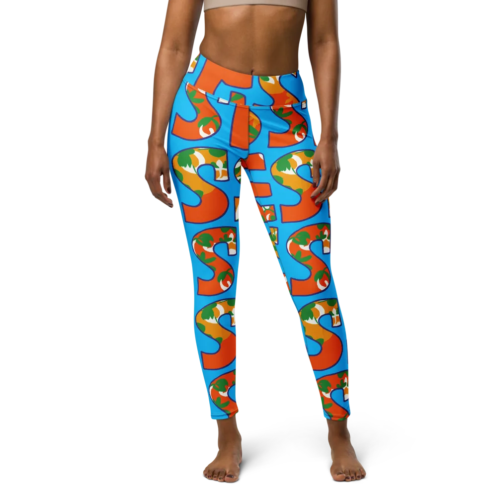 Electric Alphabet on Yoga Leggings — Front