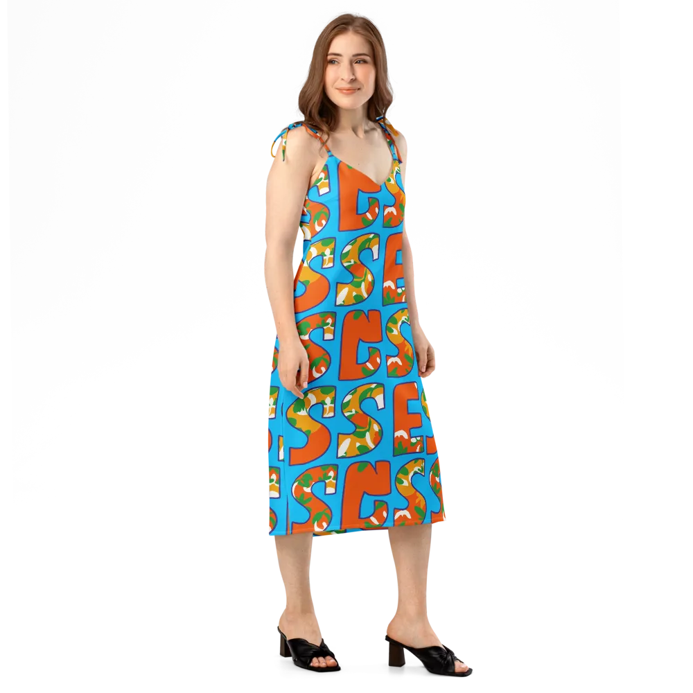 Electric Alphabet on Slip Dress — Right Front